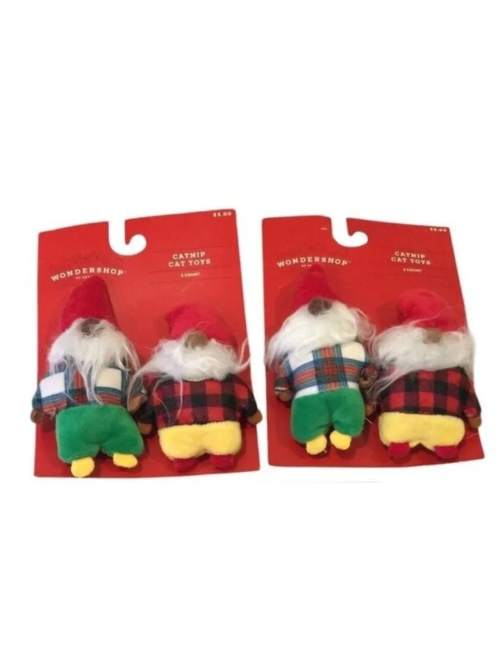 Wondershop Holiday Catnip Toys Gnomes Set of 2 Plaid Outfits